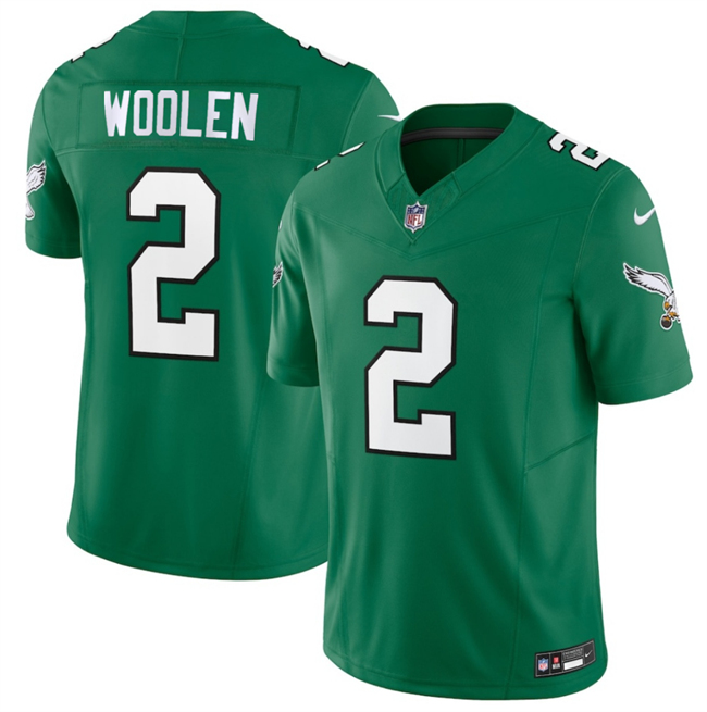 Men's Green Philadelphia Eagles #2 Tariq Woolen Kelly 2026 F.U.S.E. Vapor Untouchable Limited Throwback Stitched Football Jersey